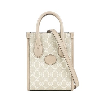 [平輸]GUCCI Interlocking G 迷你手提/斜背托特包(燕麥色)