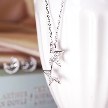 ART64 純銀 限量 星空夜語 星星 925純銀項鍊 女生項鍊 電鍍 白K金