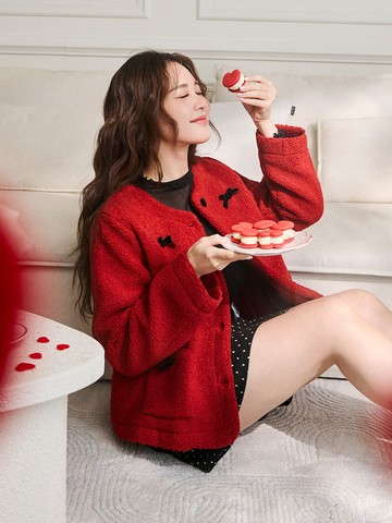 雲朵自訂款-蓬軟羊羔絨蝴蝶結外套