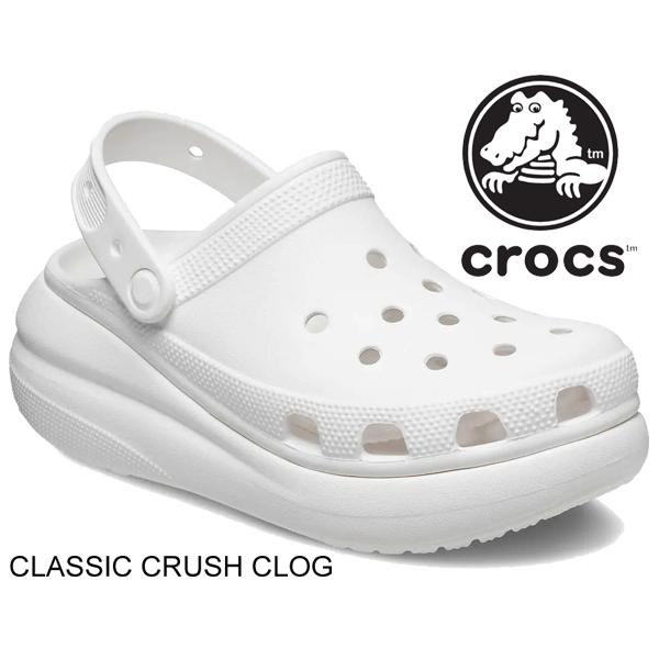 crocs クラシック プラットフォーム ラインド クロッグ 白