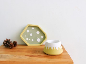 水泥花盆 / 芥末綠富士山 【無植物】/ 客製英文字母