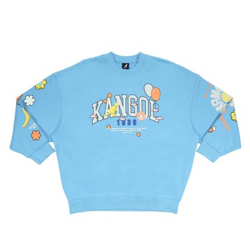 KANGOL 大學T 水藍 繽紛印花 長袖 上衣 女 6552100382