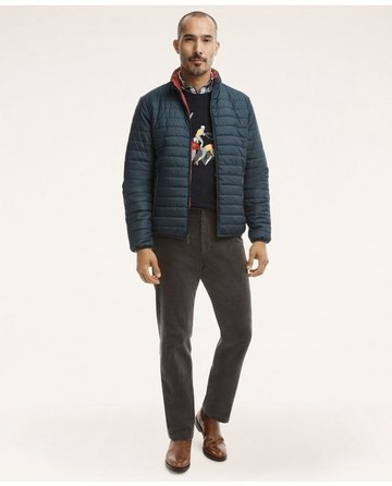 Brooks Brothers Men's Reversible Down Puffer Jacket | Navy | Size Medium