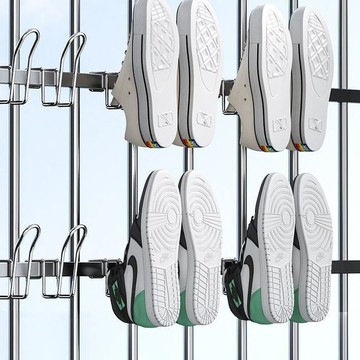 臺灣出貨陽臺曬鞋掛鉤防盜窗護欄杆窗外曬鞋架窗戶窗臺室外晾曬晾鞋架子