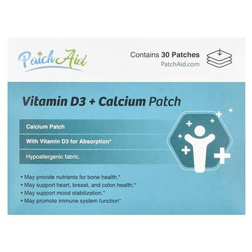 PatchAid, 維生素 D3 + 鈣貼片，30 片