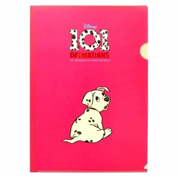 小禮堂 迪士尼 101忠狗 A4 L型資料夾 (桃黃款) 4901770-698397