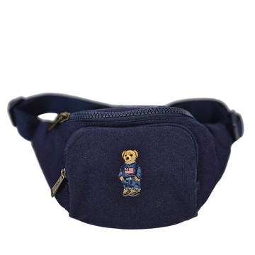 RALPH LAUREN POLO 刺繡國旗泰迪熊海軍藍腰包胸包(贈原廠紙袋送禮)