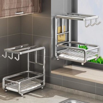 德國進口不銹鋼抹布瀝水架廚房置物架免打孔洗碗布水槽毛巾收納架