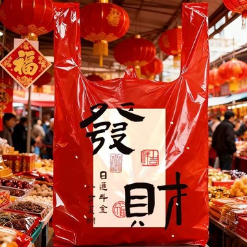 🔥在臺出貨🔥2026紅色節慶喜慶塑料袋發財爆款網紅加厚商用手提背心一次性購物袋子