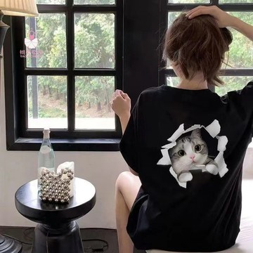 【台灣出貨】100%純棉短袖 oversizeT恤 寬鬆顯瘦上衣 女生上衣學生版上衣 可愛印花上衣 無性別穿搭 圓領上衣