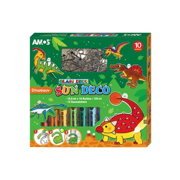 韓國 AMOS 阿摩司 10色玻璃彩繪膠組  侏儸恐龍 多色  1盒