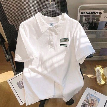 夏季港風Polo衫翻領寬鬆短袖t恤男女半袖ins潮流休閒百搭學生上衣