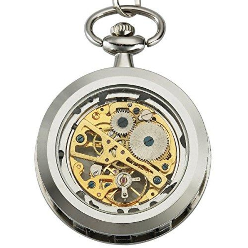 wenshida Pocket Watch Open face mechanical自動スケルトンメンズ