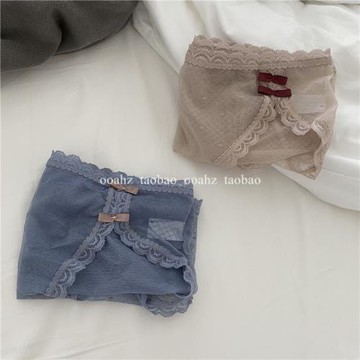ooahz 中式旗袍小性感風~側開雙蝴蝶結棉襠冰絲網紗低腰女士內褲