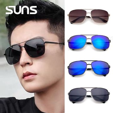 【SUNS】時尚偏光金屬方框墨鏡 Polarized駕駛太陽眼鏡 S38 台灣製/防眩光/抗UV400