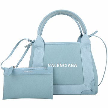 BALENCIAGA 巴黎世家 Navy Cabas XS 展示品 灰藍色帆布手提/肩背托特包