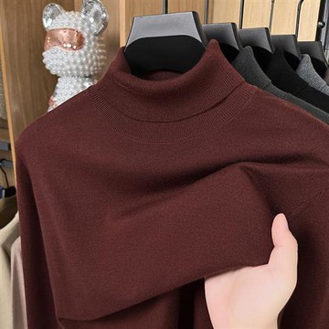 【巴黎精品】現貨+預購 頂級商務針織外套針織衫休閒秋冬大碼男裝-桑蠶絲+羊毛高領男上衣5色a1lf53