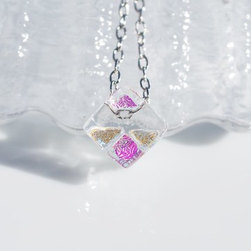 4月誕生石玻璃（鑽石【小巧】）項鍊【可選棉繩、Silver 925】【預約製作】