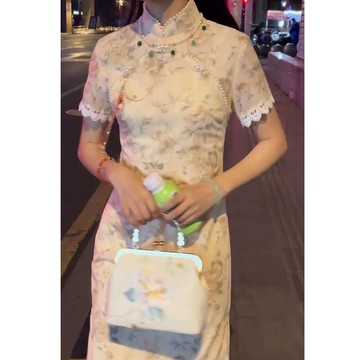 旗袍改良少女日常氣質名媛優雅高級感中長款連衣裙時尚夏季新款【聚寶屋】
