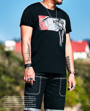 FINDSENSE H1 2018 夏季 新款 潮胖子 個性印花 加肥 加大碼T恤 透氣寬鬆短袖 時尚休閒上衣 潮男