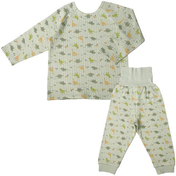 akachan honpo - 長袖家居服 穿衣練習-套頭式 恐龍-淺綠色