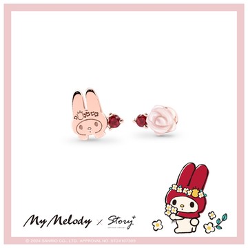 STORY 故事銀飾 - Kuromi & MyMelody繁花系列-美樂蒂珠貝花純銀耳環