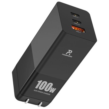 POWERRIDER PD100CA 100W 氮化鎵三孔折疊快速充電器  黑色  1個