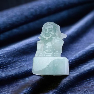 冰種飄花翡翠財神爺擺飾 | 天然緬甸玉A貨翡翠 | 送禮