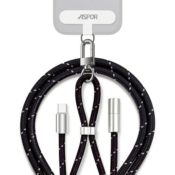 手機充電背繩 巧克黑鑽 1.8M