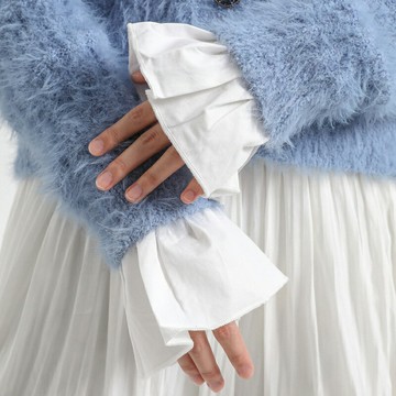 現貨+預購 假袖子袖口配飾-簡約喇叭壓褶棉質女裝配件2色74kq5【獨家進口】【米蘭精品】