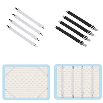 精品🌸4 件裝彈性床單夾 2 個夾子帶扣床單夾防滑床單夾床墊套毯子架
