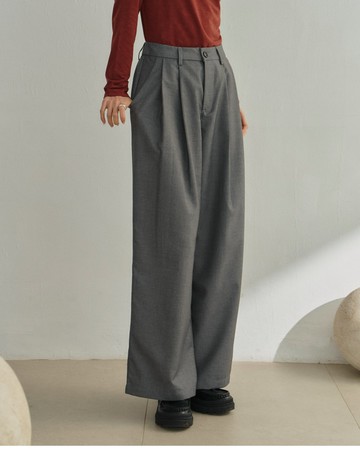高腰氣質長腿西裝褲(灰色)-女