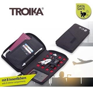 TROIKA 【南紡購物中心】 德國防RFID-NFC信用卡防盜包旅行包TRV90/DG防感應護照包防感應錢包防盜刷包防側錄包旅行袋