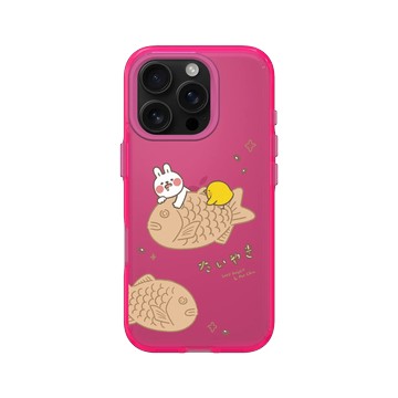 iPhone 16 Pro Clear 粉漾桃 - 懶散兔與啾先生 Lazy Rabbit and Mr.Chu - 鯛魚燒