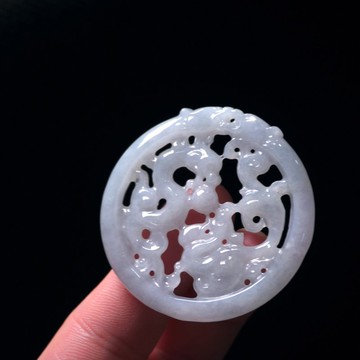 冰種翡翠精雕雙龍玉璧項鍊 | 天然緬甸玉A貨翡翠 | 送禮