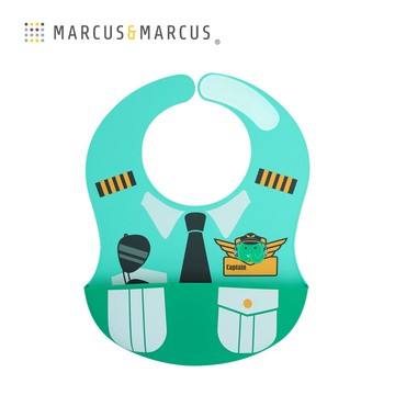 MARCUS＆MARCUS　大口袋寬版矽膠立體圍兜-機長（綠） _廠商直送