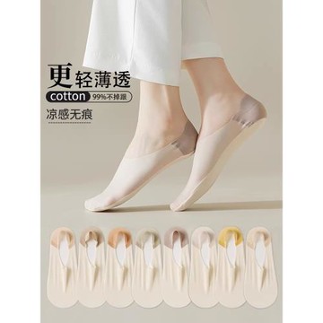 襪子女夏季薄款百搭隱形棉質底不掉跟防滑淺口冰絲襪子款船襪短襪