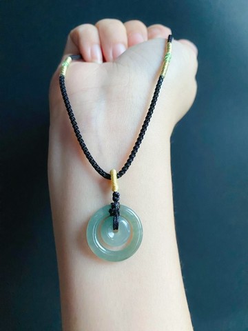 天然緬甸玉翡翠 油青 子母扣 項鍊 禮物  jadeite  禮物