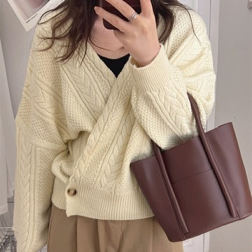 【巴黎精品】現貨+預購 針織外套長袖針織衫-粗毛線麻花編織寬鬆女外套4色p1af37