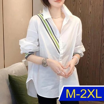 [韓國K.W.]素色及直條韓式精緻好感襯衫外套上衣(防曬/長袖襯衫/長袖上衣/薄外套)