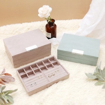 納件小飾(玫瑰褐) I 質感居家絨布珠寶盒 飾品收納