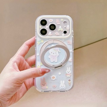 【360一體旋轉支架】適用iPhone17promax手機殼蘋果16pro米菲兔15精孔全包14大視窗13防摔保護殼