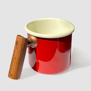 Truvii 柚木把手雙色琺瑯杯 露營杯 - 蘋果紅