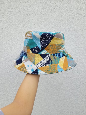 吱吱札札/手工雙面漁夫帽-幾合-藍