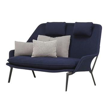Slow 悠日 沙發（暗藍布料、深黑椅腳）