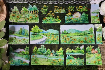 整卷OKMT新七天流麻咕卡貼紙PET手帳手賬膠帶水晶特油 向日葵風景