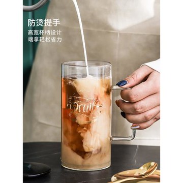 玻璃耐高溫杯子馬克杯家用拿鐵咖啡杯帶蓋泡茶杯ins高顏值啤酒杯