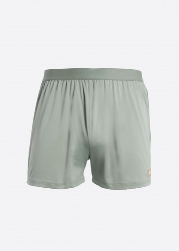 男款_吸濕排汗機能系列．不開襟寬鬆腰帶四角內褲(礁石灰-熱轉印Surf)