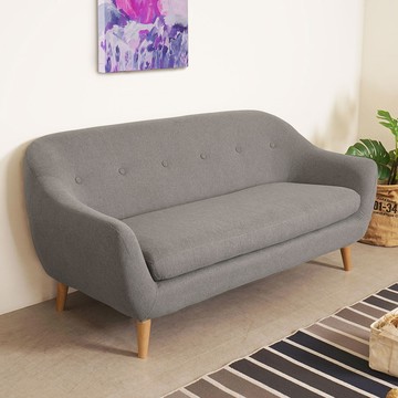 【Homelike】喜家居三人座亞麻布沙發(淺灰色)(2425)