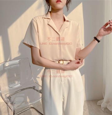 雪紡襯衫 女短袖 夏季女裝時尚設計感小眾上衣 職業裝通勤打底襯衣【不二雜貨】